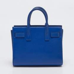 Pre Owned Saint Laurent Blue Leather Nano Classic Sac De Jour Tote