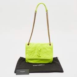 Pre Owned Saint Laurent Neon Green Leather Baby Niki Shoulder Bag