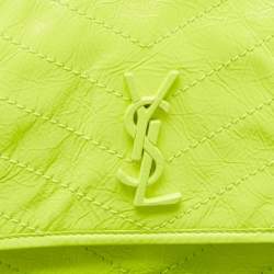 Pre Owned Saint Laurent Neon Green Leather Baby Niki Shoulder Bag