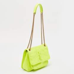 Pre Owned Saint Laurent Neon Green Leather Baby Niki Shoulder Bag