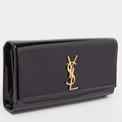 Saint Laurent Black Patent Leather Cassandre Clutch