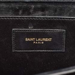 Saint Laurent Black Patent Leather Cassandre Clutch