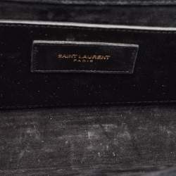 Saint Laurent Black Patent Leather Cassandre Clutch