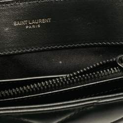 Pre Owned Saint Laurent Black Chevron Leather Small Loulou Shoulder Bag