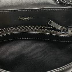 Pre Owned Saint Laurent Black Chevron Leather Small Loulou Shoulder Bag