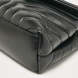 Pre Owned Saint Laurent Black Chevron Leather Small Loulou Shoulder Bag