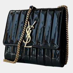 Saint Laurent  Patent Calfskin Matelasse Monogram Medium Vicky Chain Shoulder Bag