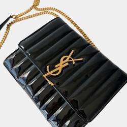 Saint Laurent  Patent Calfskin Matelasse Monogram Medium Vicky Chain Shoulder Bag