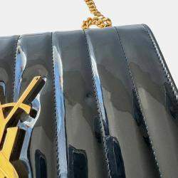 Saint Laurent  Patent Calfskin Matelasse Monogram Medium Vicky Chain Shoulder Bag