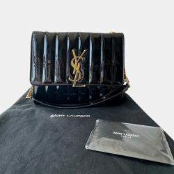 Saint Laurent  Patent Calfskin Matelasse Monogram Medium Vicky Chain Shoulder Bag