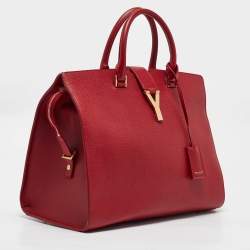 Saint Laurent Red Leather Large Y Cabas Chyc Tote