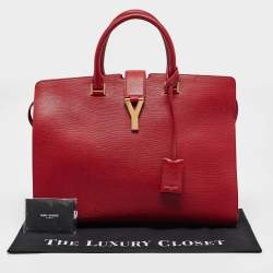 Saint Laurent Red Leather Large Y Cabas Chyc Tote