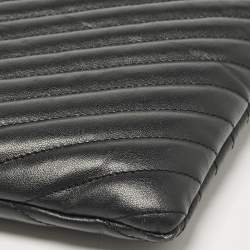 Pre Owned Saint Laurent Black Matelassé Leather Cassandra Tablet Pouch 