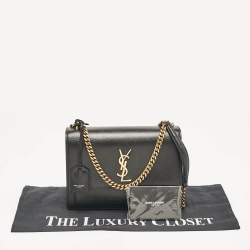 Pre Owned Saint Laurent Black Leather Medium Sunset Shoulder Bag