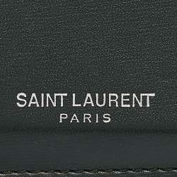 Saint Laurent Dark Green Leather Fragment Zip Card Holder