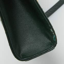 Saint Laurent Green Matelassé Leather Large Cassandre Flap Bag