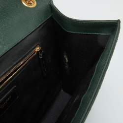 Saint Laurent Green Matelassé Leather Large Cassandre Flap Bag