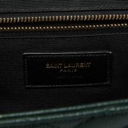 Saint Laurent Green Matelassé Leather Large Cassandre Flap Bag