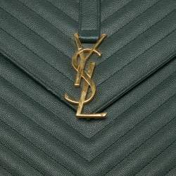 Saint Laurent Green Matelassé Leather Large Cassandre Flap Bag