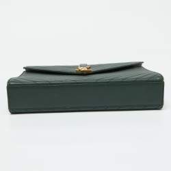 Saint Laurent Green Matelassé Leather Large Cassandre Flap Bag