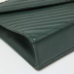 Saint Laurent Green Matelassé Leather Large Cassandre Flap Bag