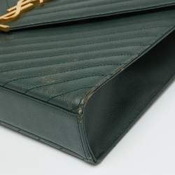 Saint Laurent Green Matelassé Leather Large Cassandre Flap Bag