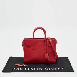 Saint Laurent Red Leather Nano Classic Sac De Jour Tote