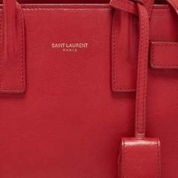 Saint Laurent Red Leather Nano Classic Sac De Jour Tote