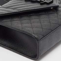 Saint Laurent Black Mix Matelassé Leather Medium Envelope Chain Shoulder Bag