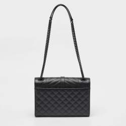 Saint Laurent Black Mix Matelassé Leather Medium Envelope Chain Shoulder Bag