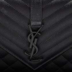 Saint Laurent Black Mix Matelassé Leather Medium Envelope Chain Shoulder Bag