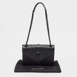 Saint Laurent Black Mix Matelassé Leather Medium Envelope Chain Shoulder Bag