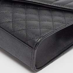 Saint Laurent Black Mix Matelassé Leather Medium Envelope Chain Shoulder Bag