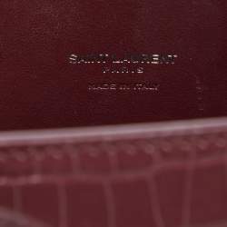 Saint Laurent Burgundy Croc Embossed Leather Nano Classic Sac De Jour Tote