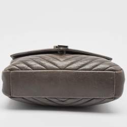 Saint Laurent Grey Matelasse Leather Medium College Top Handle Bag