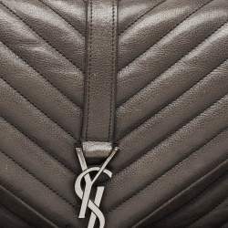 Saint Laurent Grey Matelasse Leather Medium College Top Handle Bag