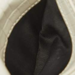 Pre Owned Saint Laurent Off White Croc Embossed Leather Uptown Flap Card Holder