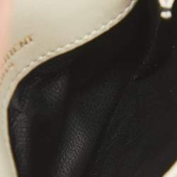 Pre Owned Saint Laurent Off White Croc Embossed Leather Uptown Flap Card Holder