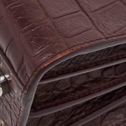 Pre Owned Saint Laurent Burgundy Croc Embossed Leather Nano Classic Sac De Jour Tote