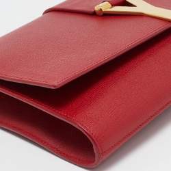 Saint Laurent Red Leather Ligne Y Clutch