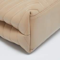 Pre Owned Saint Laurent Beige Matelassé Leather Medium LouLou Shoulder Bag