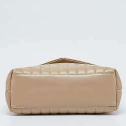 Pre Owned Saint Laurent Beige Matelassé Leather Medium LouLou Shoulder Bag