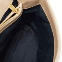 Pre Owned Saint Laurent Beige Matelassé Leather Medium LouLou Shoulder Bag