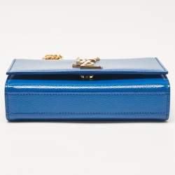 Saint Laurent Blue Patent Leather Small Kate Chain Shoulder Bag