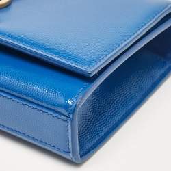 Saint Laurent Blue Patent Leather Small Kate Chain Shoulder Bag