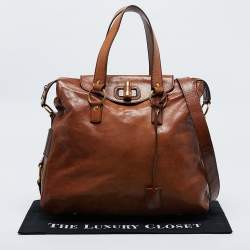 Pre Owned Saint Laurent Brown Leather Medium Rive Gauche Bag