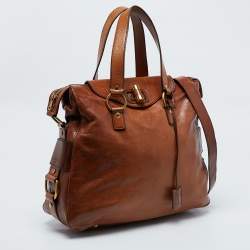 Pre Owned Saint Laurent Brown Leather Medium Rive Gauche Bag