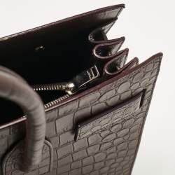 Saint Laurent Burgundy Croc Embossed Leather Small Sac De Jour Tote