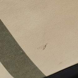 Saint Laurent Beige/Black Canvas and Leather East West Beach Tote
