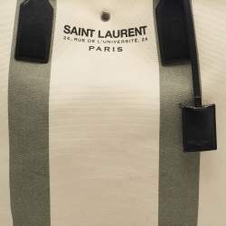 Saint Laurent Beige/Black Canvas and Leather East West Beach Tote